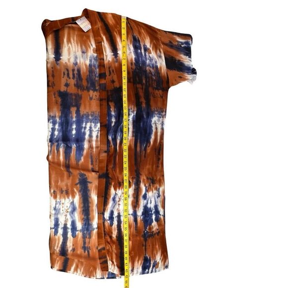 NWT EVEREVE Ronan Bindya Tie-dye Kimono One Size Fits Most Rust White Blue - Picture 9 of 14